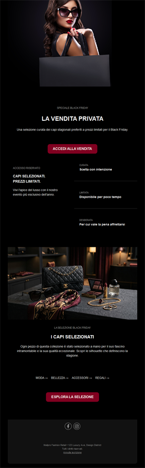 Email vendita privata Black Friday