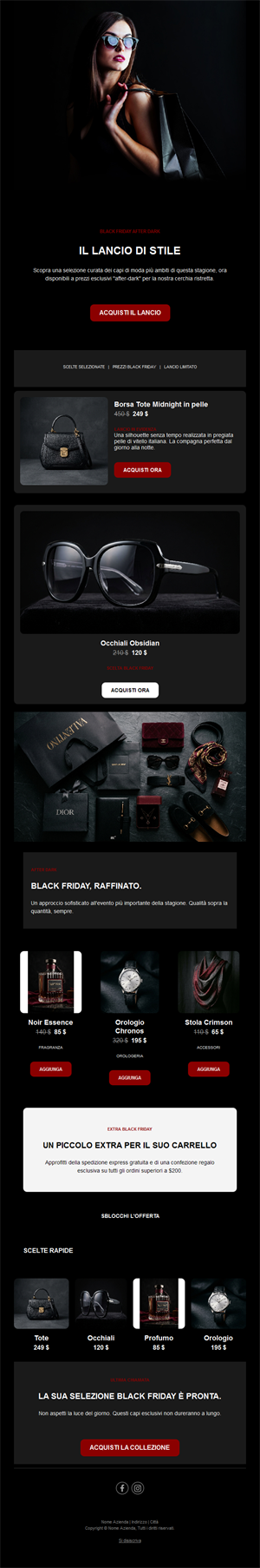 Email lancio moda Black Friday