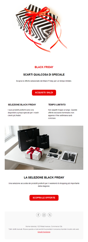 Email selezione regali Black Friday
