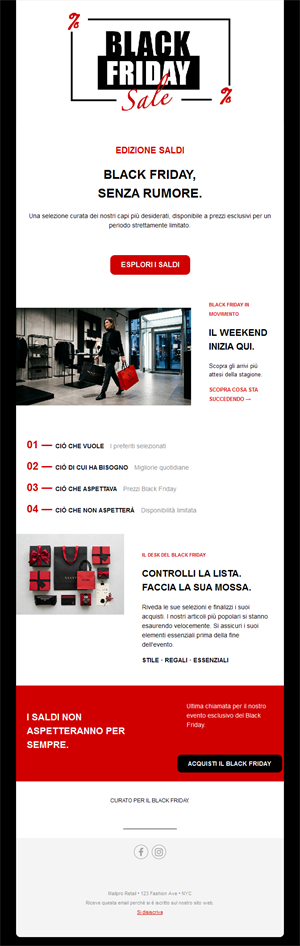 Email editoriale saldi Black Friday