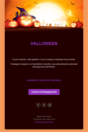 Modello email di Halloween con zucche