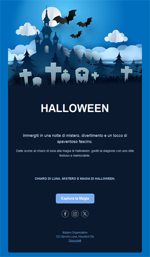 Newsletter di Halloween con castello stregato