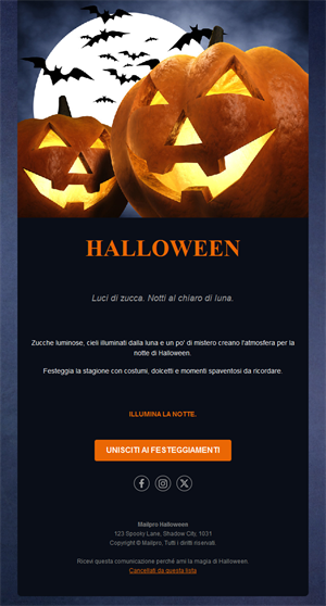 Email di Halloween con zucche classiche