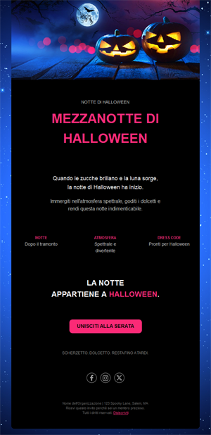 Email per evento notturno di Halloween