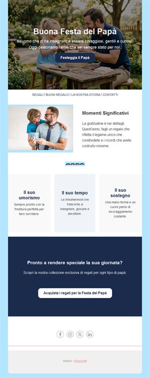 Email per la Festa del papà con regali