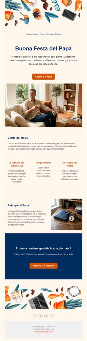 Email regali Festa del papà per negozi uomo
