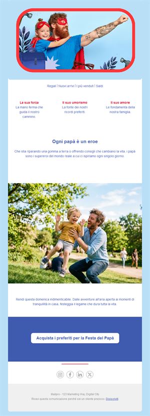 Email Festa del papà con papà supereroe