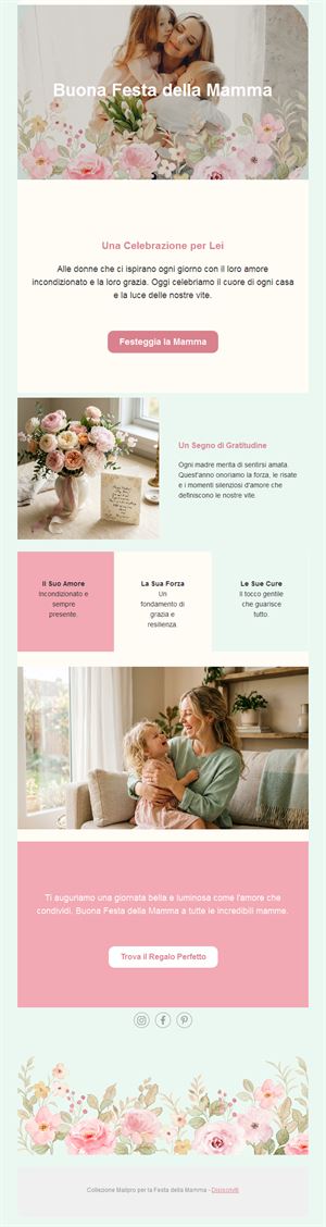Newsletter menta e rosa per la Festa della mamma