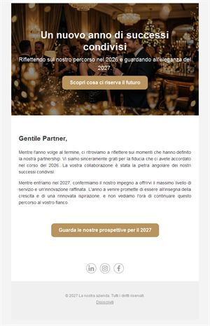 Modello email elegante di auguri per il 2027