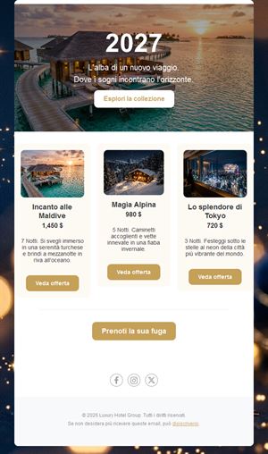 Modello email viaggi di Capodanno 2027