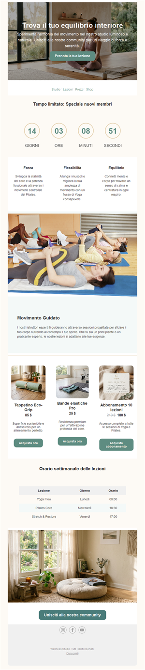 Email offerta nuovi iscritti pilates