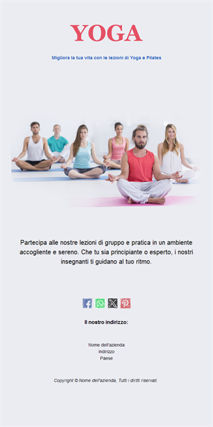 Email di lezione di yoga di gruppo
