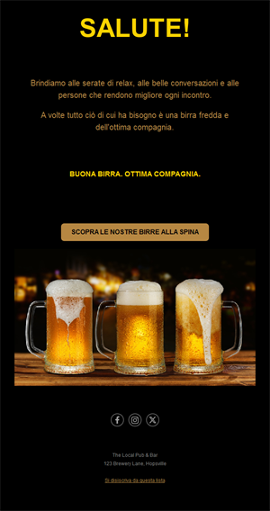 Modello email con le birre alla spina
