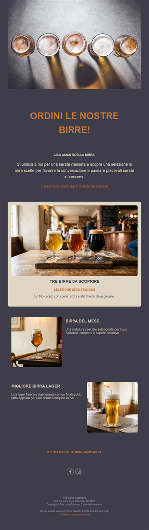 Newsletter con selezione di birre artigianali
