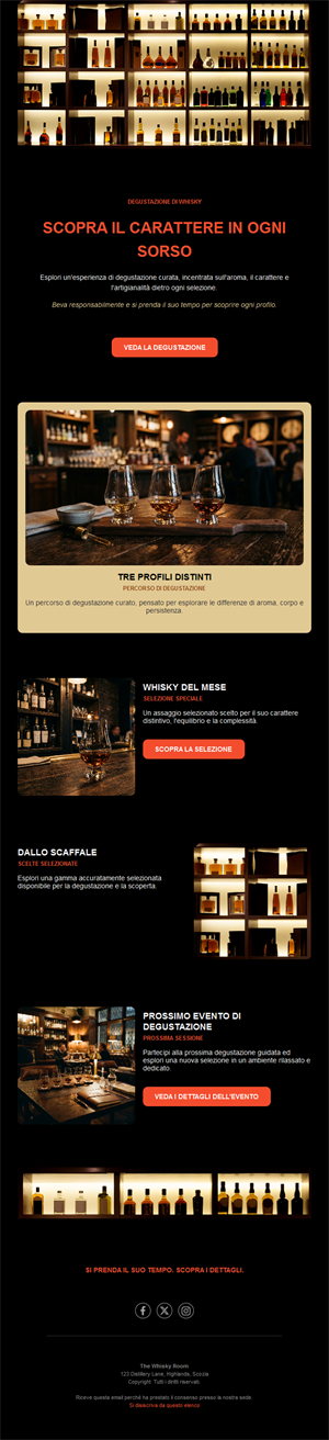 Modello email per degustazione di whisky