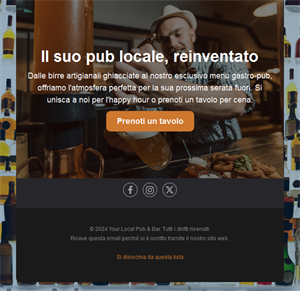 Email di prenotazione per gastropub
