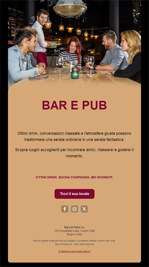 Modello email per bar di quartiere
