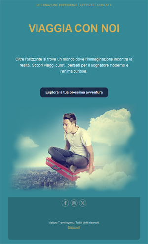 Email verde petrolio di ispirazione di viaggio