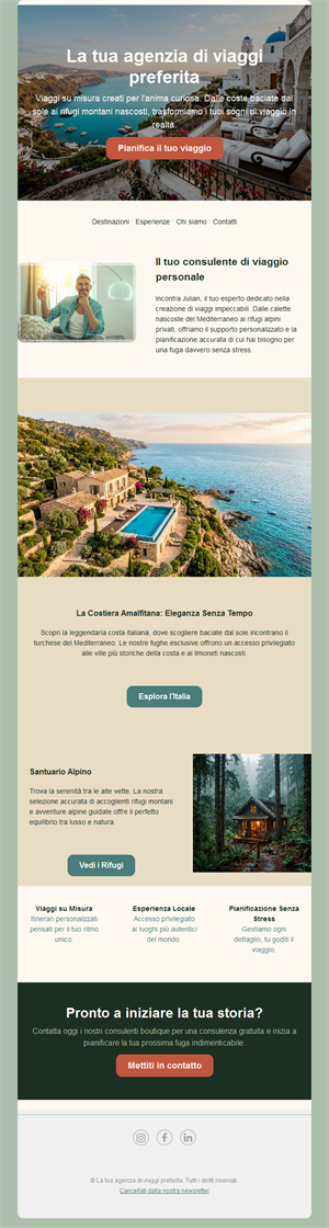 Email del consulente di viaggio personale