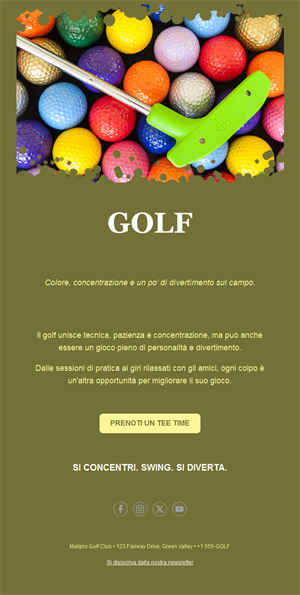 Email minigolf con palline colorate