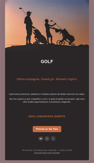 Email golf tra amici con prenotazione