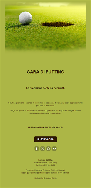 Email per gara di putting