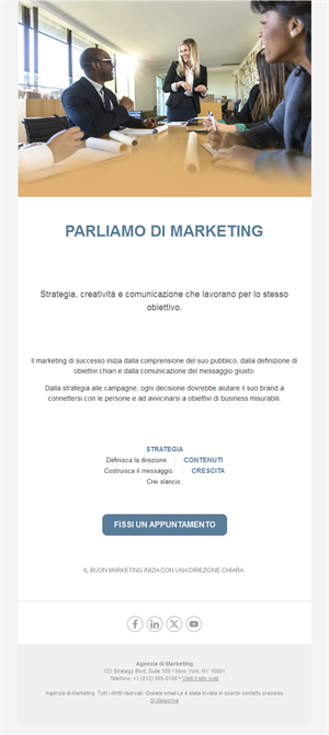 Email di agenzia per fissare un incontro