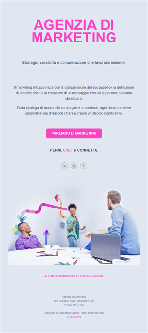 Email rosa di agenzia creativa