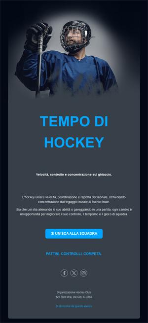 Email scura di squadra di hockey