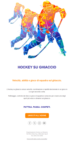 Email hockey con acquerello colorato