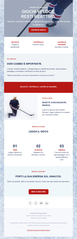 Newsletter club di hockey su ghiaccio