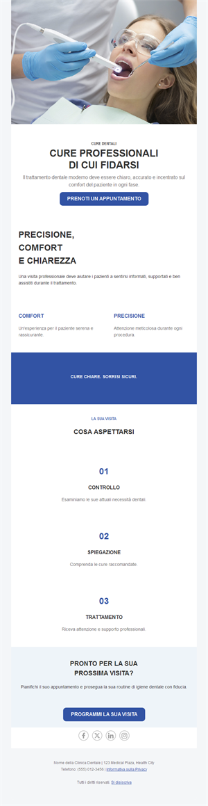 Email blu di cure dentali professionali