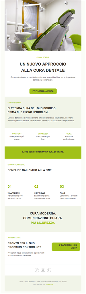 Email verde lime di clinica dentale