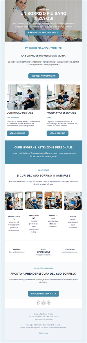 Email promemoria appuntamento dal dentista