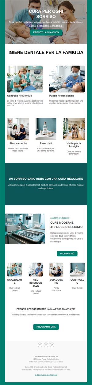 Newsletter di odontoiatria per famiglie