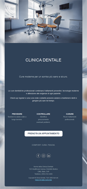 Email blu navy di appuntamento in clinica