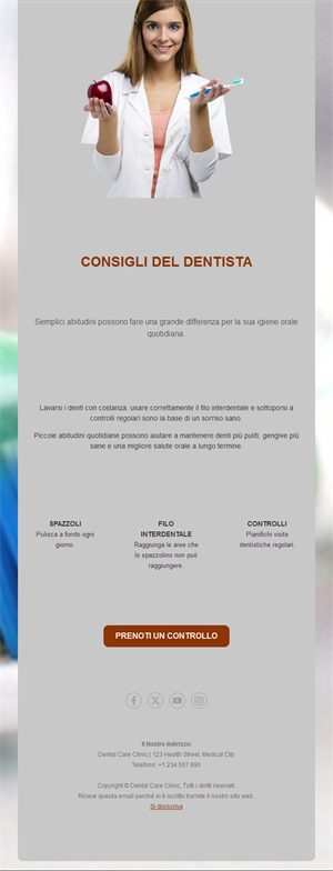 Email consigli di igiene orale del dentista