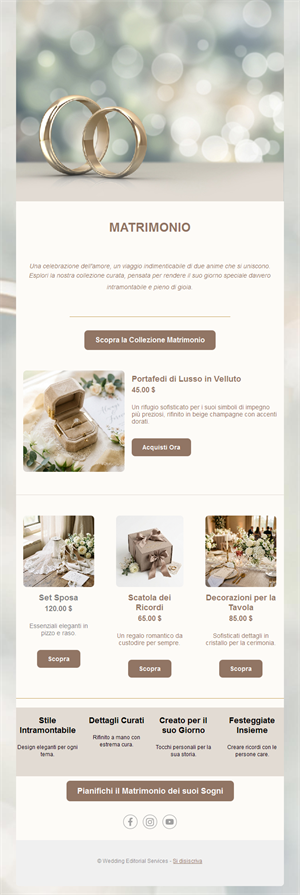 Email negozio di accessori per matrimoni