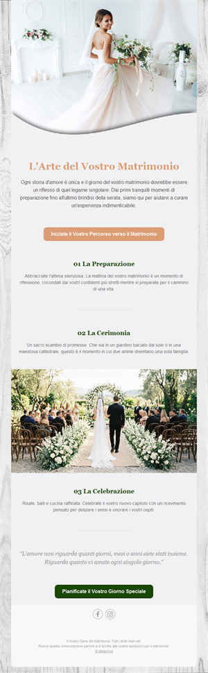 Newsletter programma del giorno delle nozze